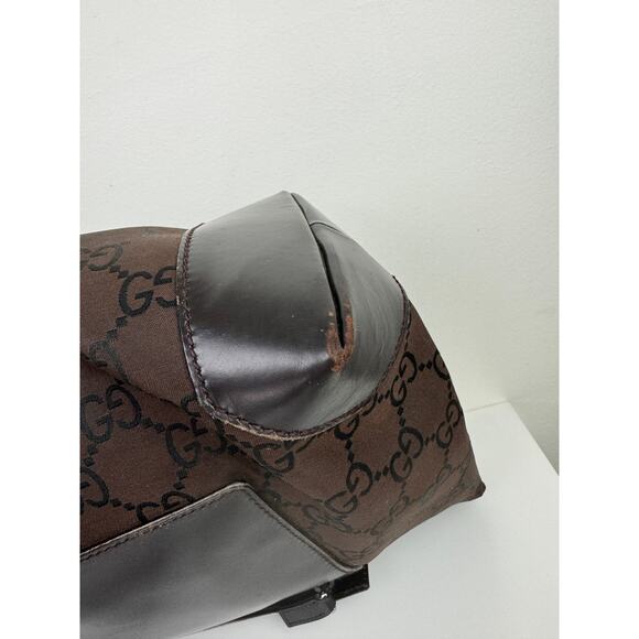 GUCCI 180449 502752 Handbag GG Sprem Logo Engraved Canvas Leather Tote Bag USED - Picture 8 of 16